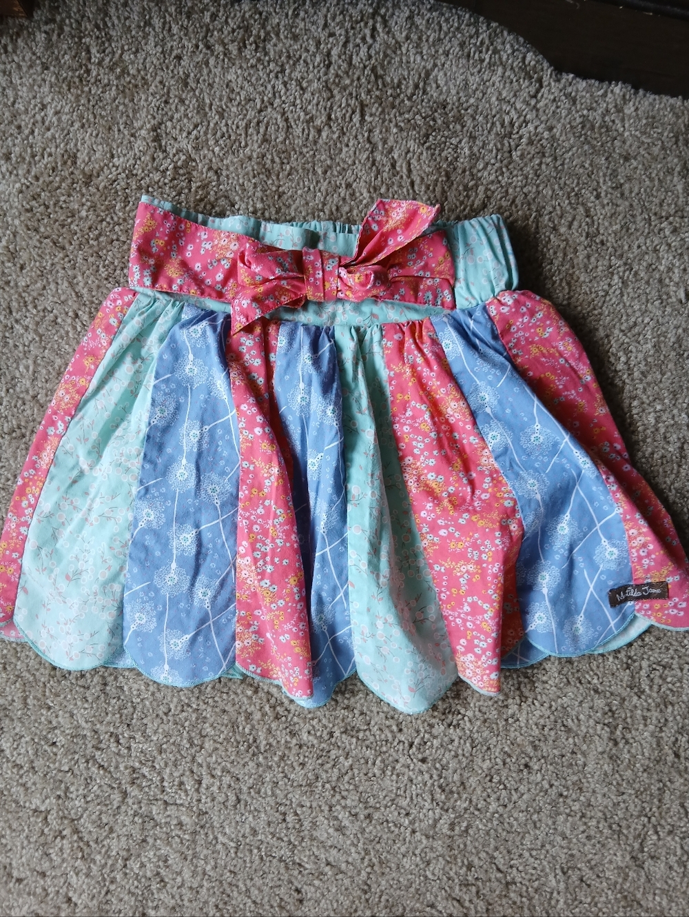 Matilda Jane Floral Bow Skirt in Coral, Aqua & Periwinkle Y2K